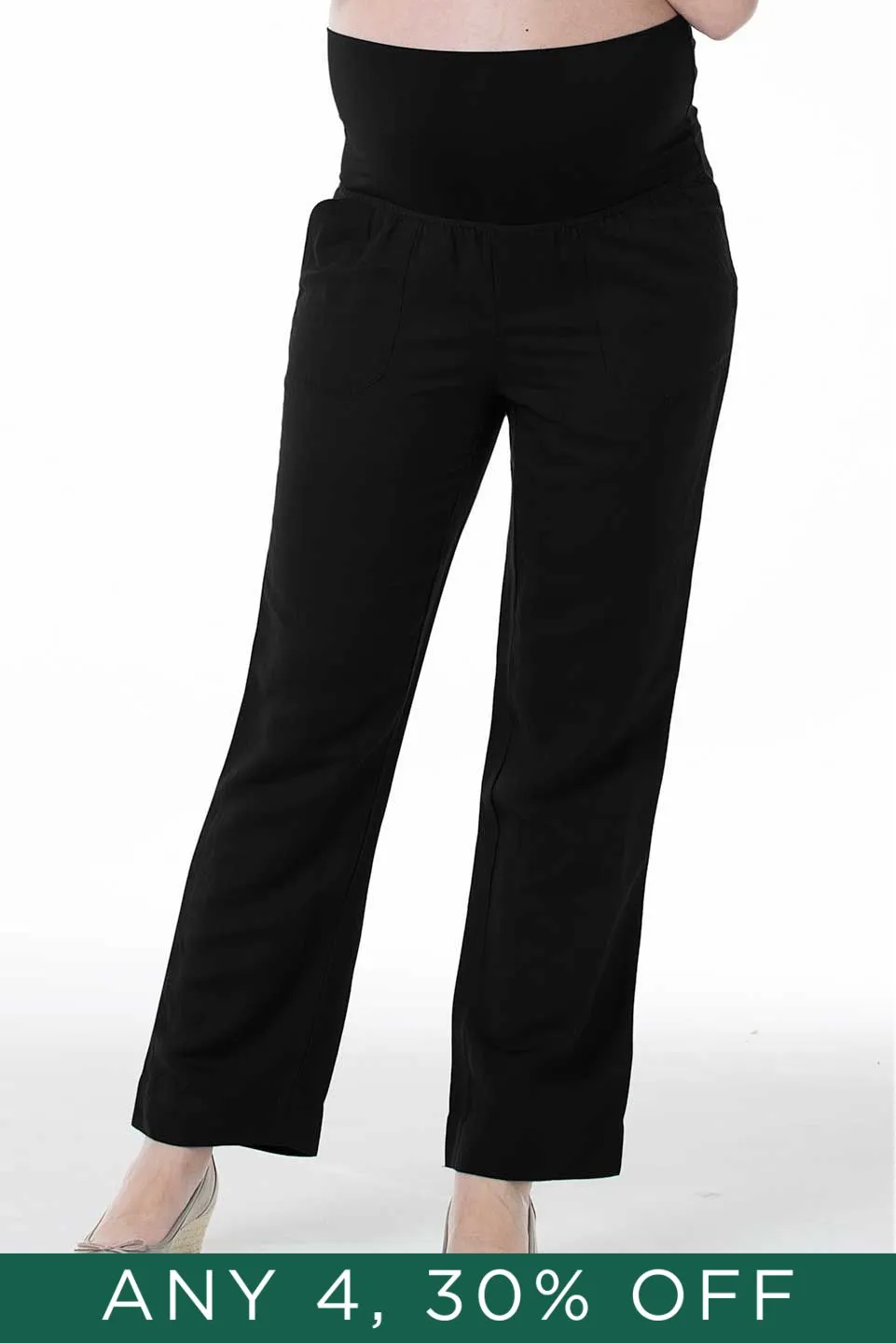Rita Rayon Linen Maternity Pants Black