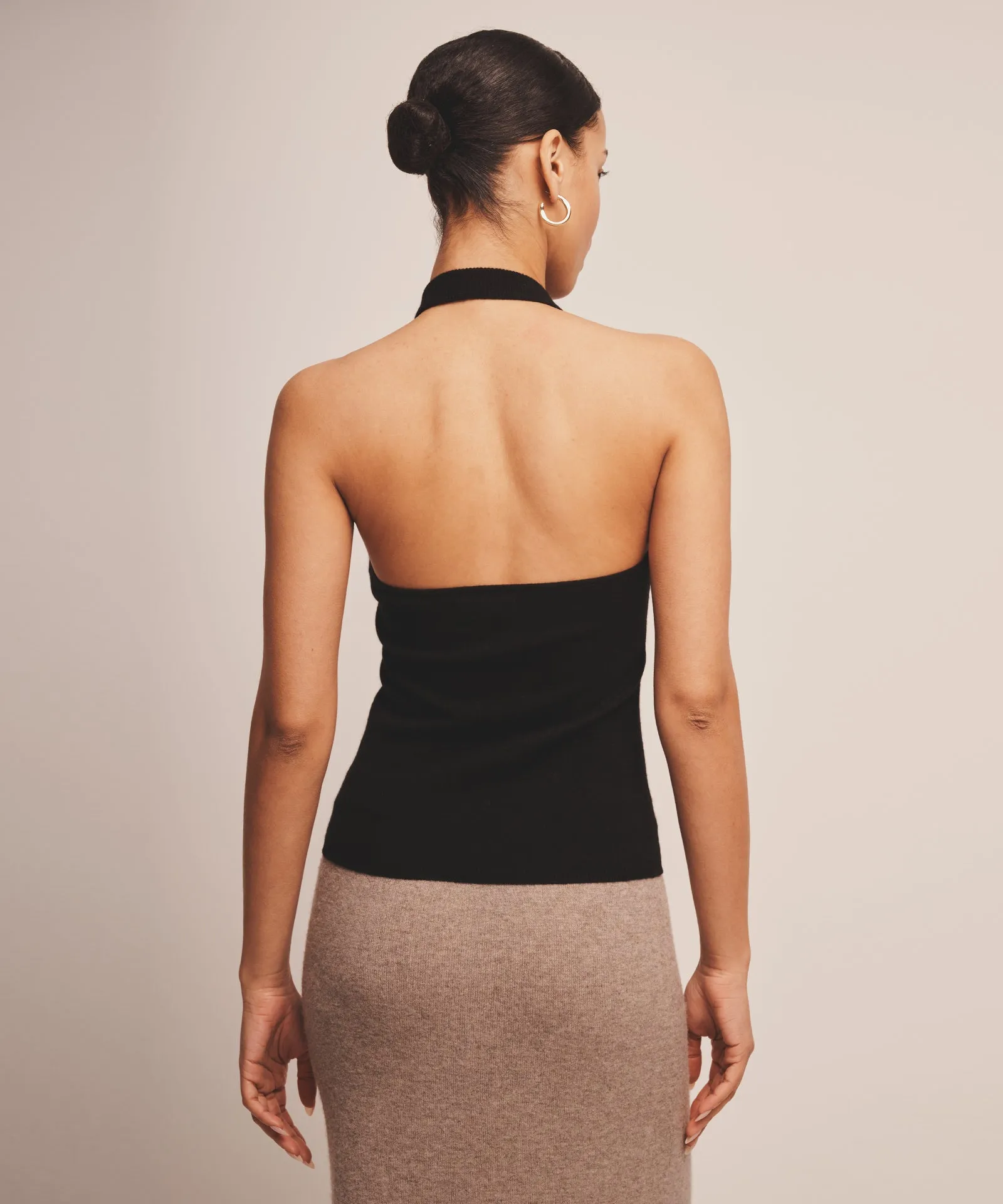 Luxurious Signature Cashmere Halter Neck Top - Elegant Womens Fashion Blouse