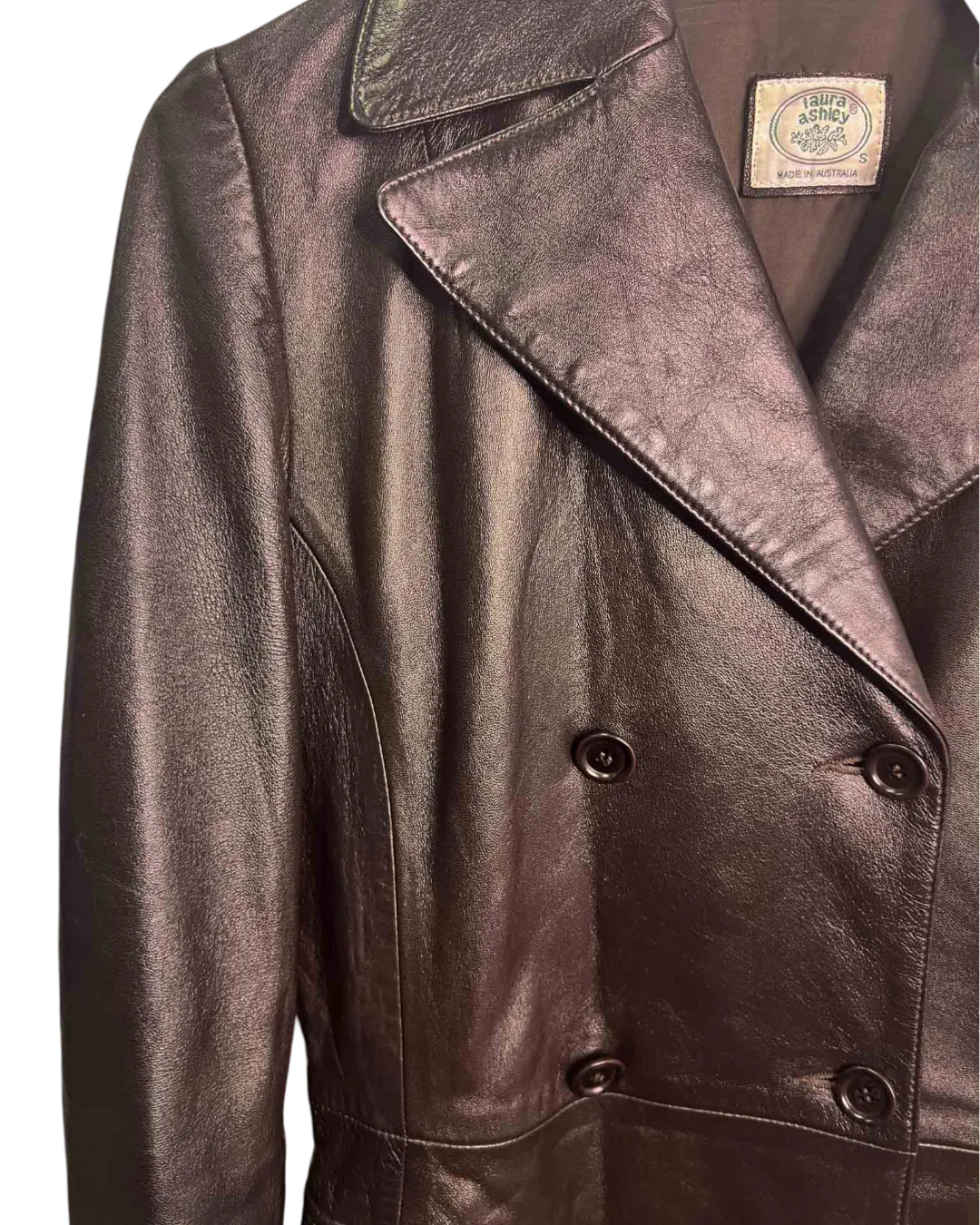 Size S - Laura Ashley Vintage Leather Trench Coat