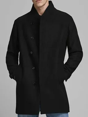 Slant Pocket Overcoat in Black