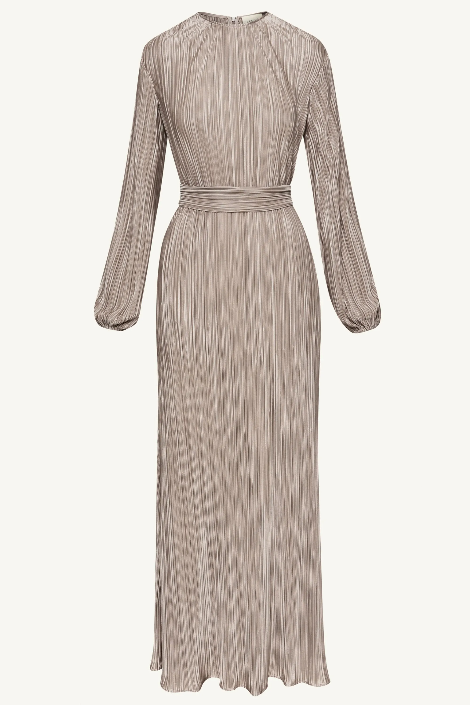 Stacey Satin Plisse Maxi Dress - Taupe
