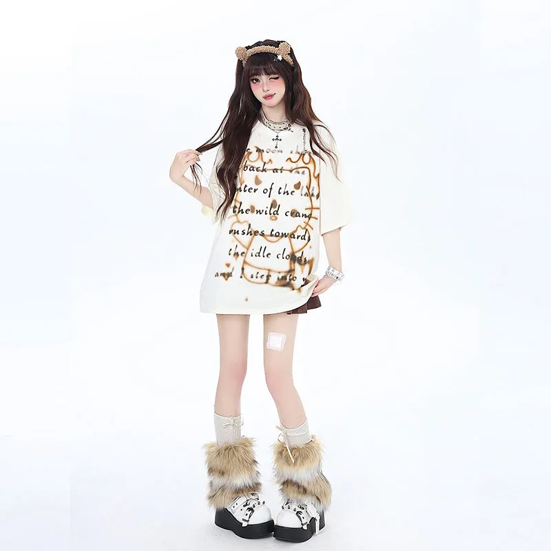 Summer Dopamine Style Pink Hello Kitty Printed T-shirt