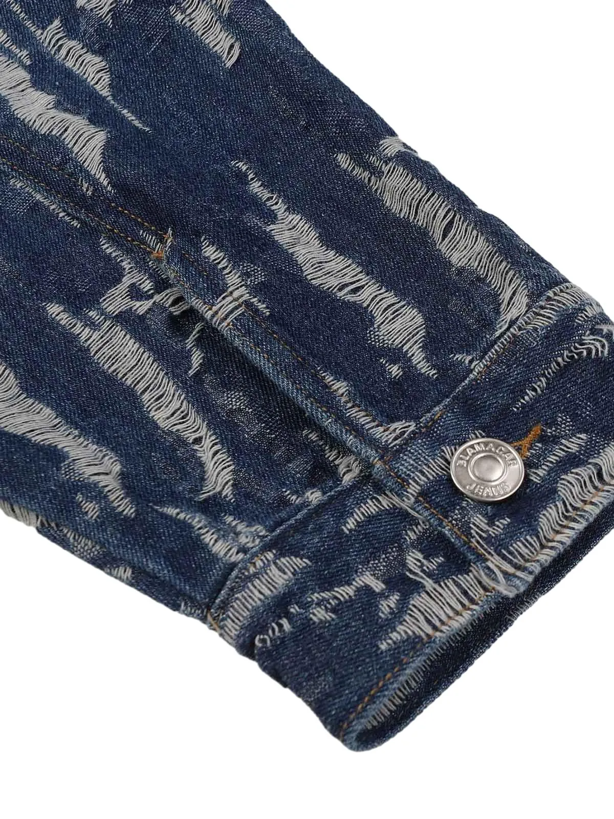 Thesupermade Embroidered Washed Denim Hoodie
