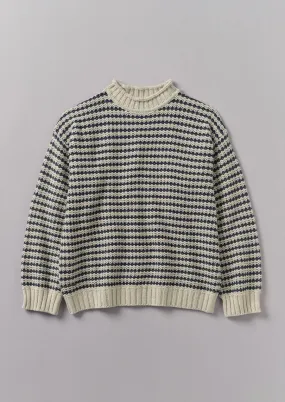 Toast | Ticking Stripe wool cotton sweater | Ecru/Navy