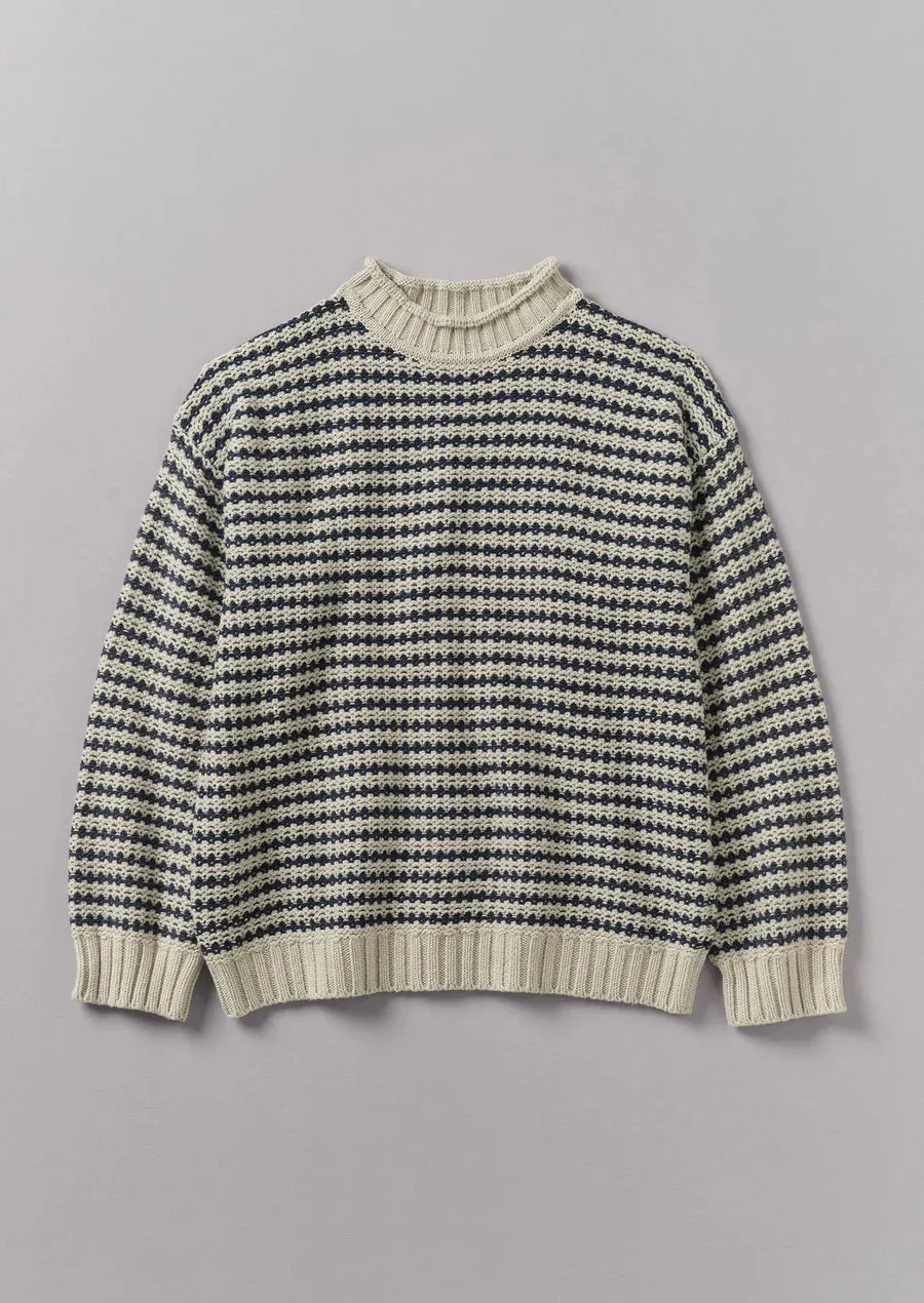 Toast | Ticking Stripe wool cotton sweater | Ecru/Navy