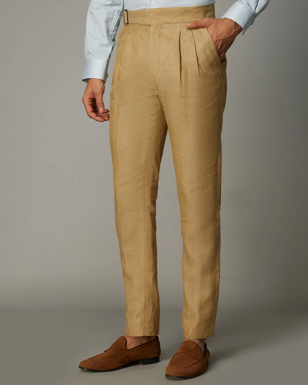 Vintage Linen Neapolitan Pants - Khaki
