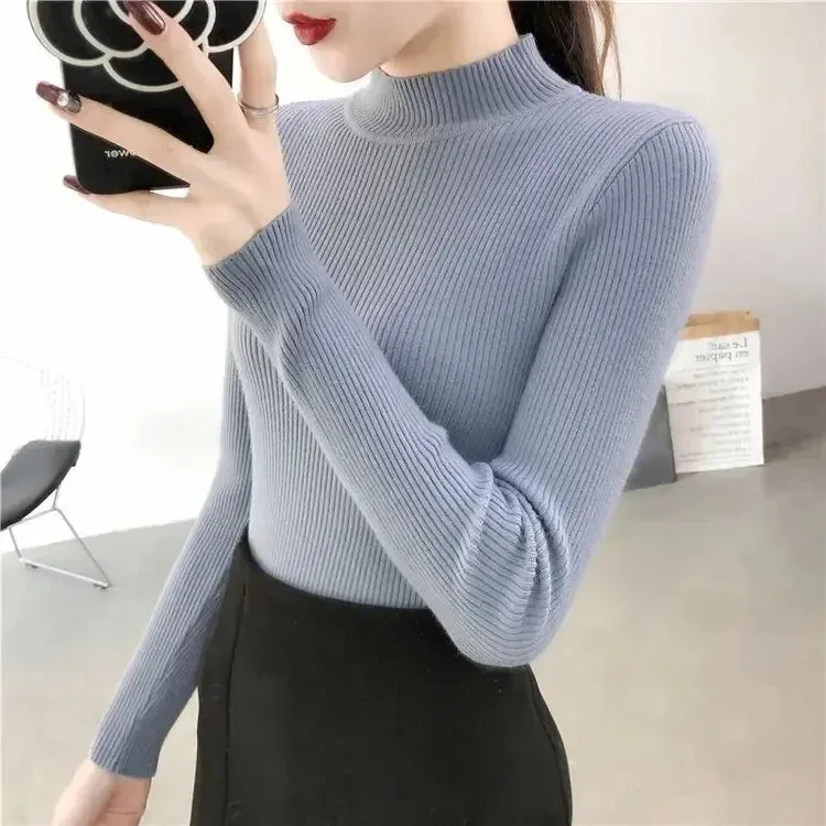 Wenkouban-Christmas Thanksgiving outfits_Slim Fit Stand Collar Long Sleeve Basic Knitted Christmas Sweater