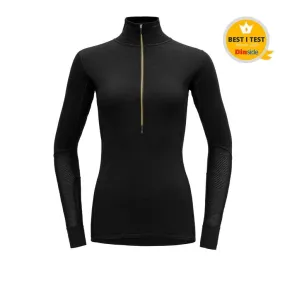 WOOL MESH 190 ZIP NECK WMN CAVIAR