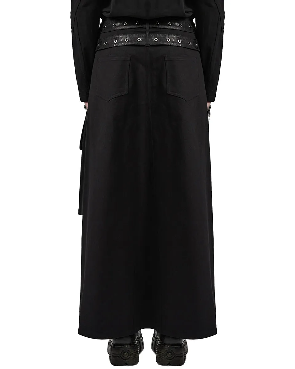 WQ-677BQM-BKM Mens Apocalyptic Long Asymmetric Utility Kilt