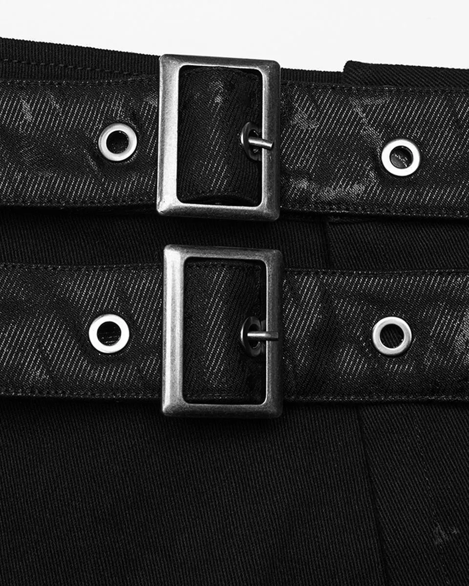 WQ-677BQM-BKM Mens Apocalyptic Long Asymmetric Utility Kilt