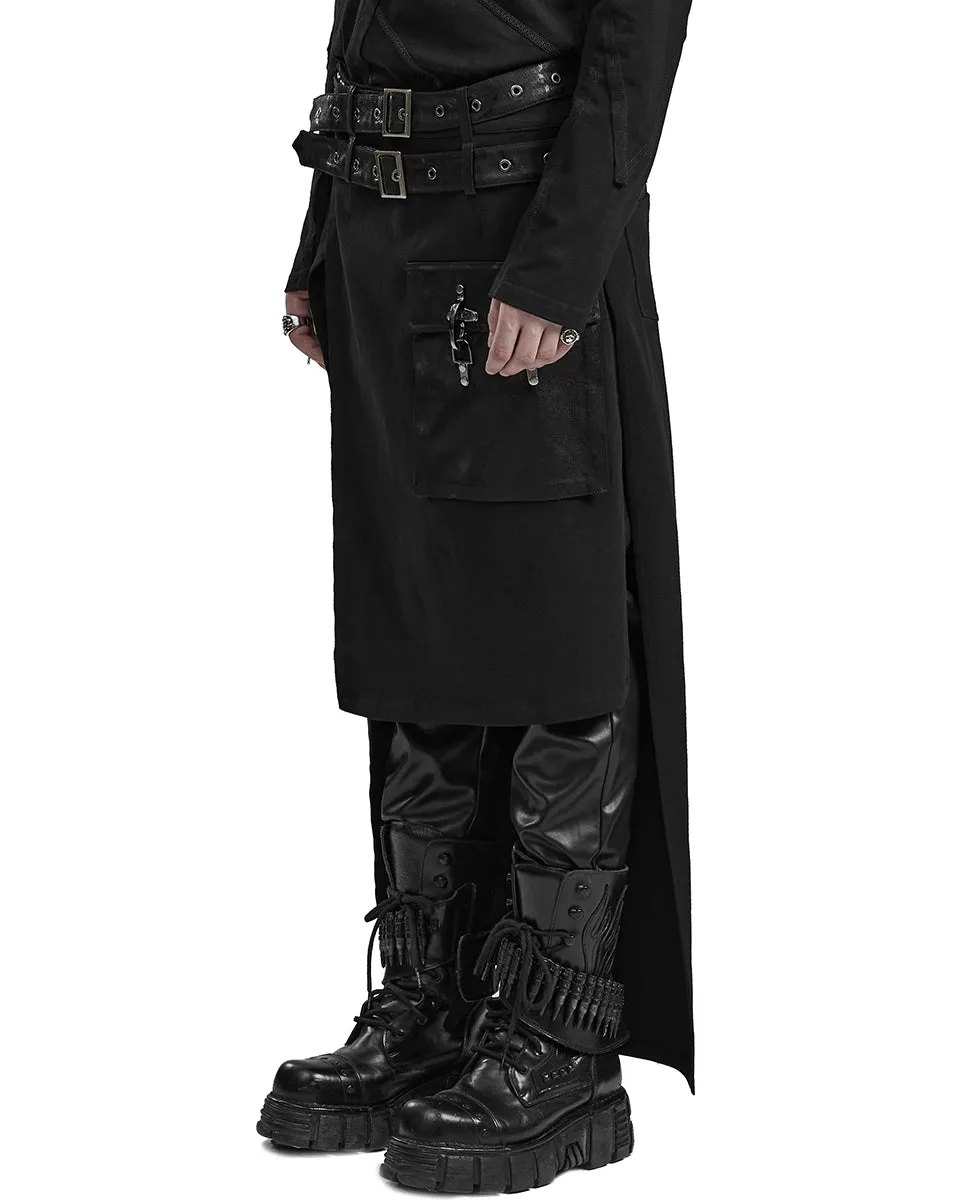 WQ-677BQM-BKM Mens Apocalyptic Long Asymmetric Utility Kilt