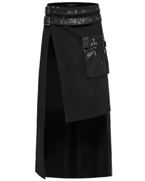 WQ-677BQM-BKM Mens Apocalyptic Long Asymmetric Utility Kilt