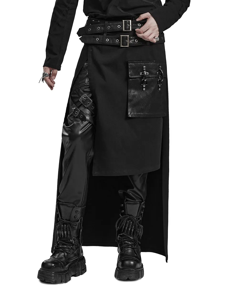 WQ-677BQM-BKM Mens Apocalyptic Long Asymmetric Utility Kilt